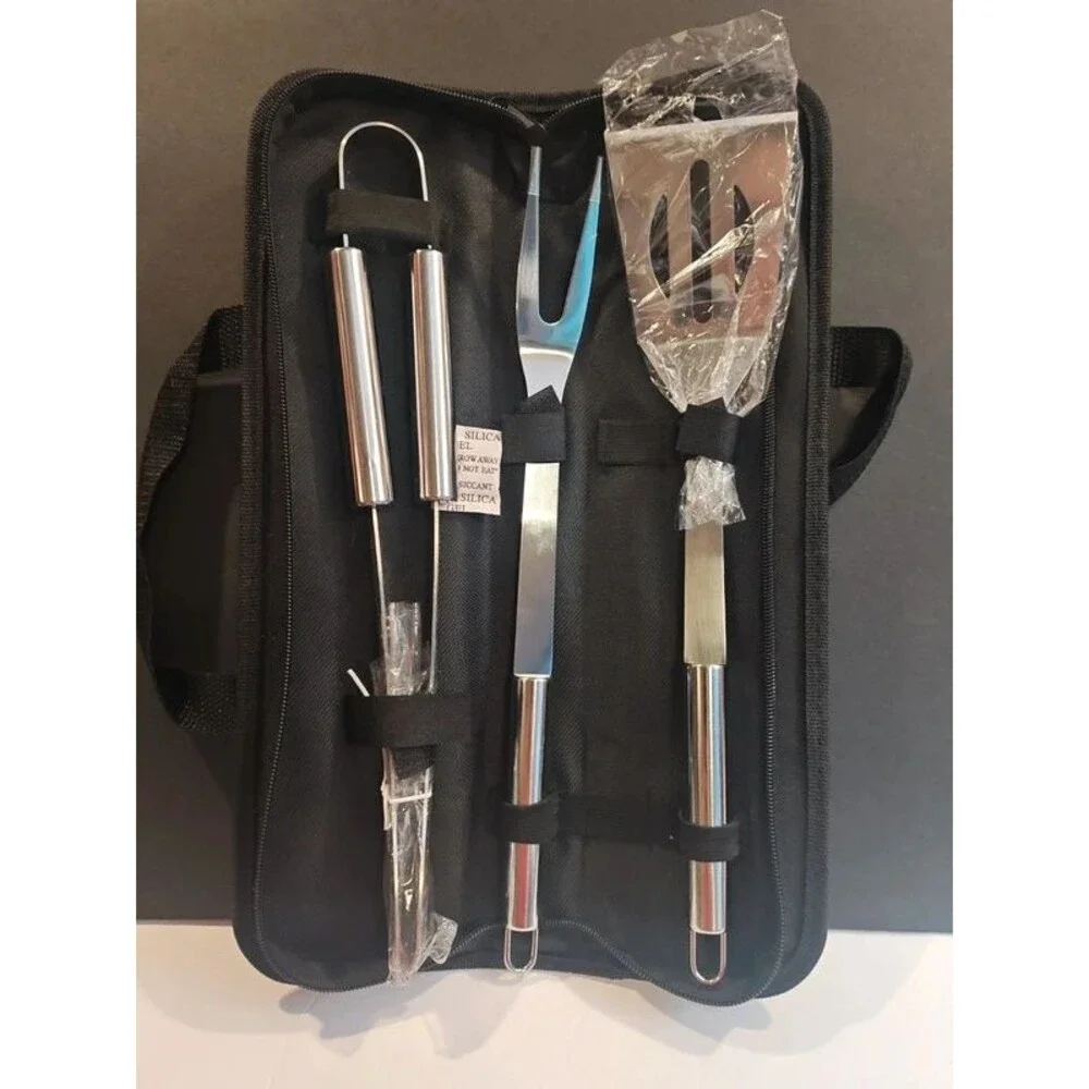 Stainless Steel Travel BBQ & Grill Tool Set with Carrying Case